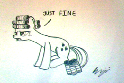 Size: 515x347 | Tagged: safe, artist:tallaferroxiv, applejack, earth pony, pony, fine, hair curlers, monochrome, solo, traditional art, unamused