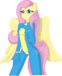 Size: 2408x2922 | Tagged: safe, artist:thedarknimbus, fluttershy, anthro, simple background, solo, transparent background, wonderbolts uniform, wondershy