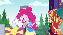 Size: 1920x1080 | Tagged: safe, screencap, max steele, pinkie pie, sunset shimmer, equestria girls, equestria girls series, sunset's backstage pass!, spoiler:eqg series (season 2), doodle bug, female, geode of sugar bombs, magical geodes, male