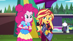 Size: 1920x1080 | Tagged: safe, screencap, max steele, pinkie pie, sunset shimmer, better together, equestria girls, sunset's backstage pass!