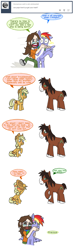 Size: 600x2022 | Tagged: safe, artist:ryuspike, applejack, rainbow blaze, trouble shoes, earth pony, pony, appleoosa's most wanted, ask, blushing, cute, implied applemac, self insert, shipping, troublebetes, troublejack, tumblr