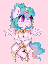 Size: 868x1152 | Tagged: safe, artist:yunieelloa, princess celestia, anthro, chibi, clothes, dress, simple background, solo