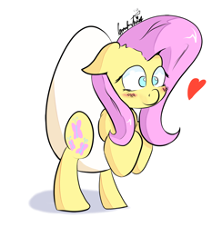 Size: 1024x1048 | Tagged: safe, artist:manfartwish, fluttershy, pegasus, pony, bipedal, egg, flutteregg, heart, puns in the comments, solo, wat