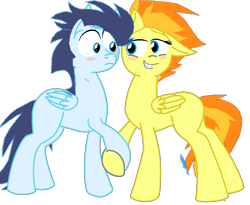 Size: 964x790 | Tagged: safe, artist:megamastermario2009, derpibooru import, soarin', spitfire, 1000 hours in ms paint, female, male, missing cutie mark, ms paint, shipping, soarinfire, straight, wonderbolts