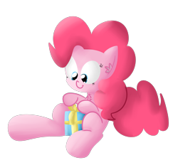 Size: 2569x2381 | Tagged: safe, artist:mr-degration, pinkie pie, earth pony, pony, present, simple background, solo, transparent background