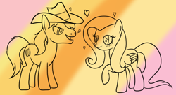 Size: 550x300 | Tagged: safe, artist:karmadash, braeburn, fluttershy, pegasus, pony, braeshy, female, male, nice, shipping, straight