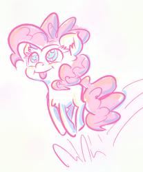 Size: 892x1075 | Tagged: safe, artist:nobody, pinkie pie, earth pony, pony, cute, pronking, sketch, solo, tongue out