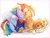 Size: 1052x800 | Tagged: safe, artist:terrac0tta, derpibooru import, applejack, rainbow dash, earth pony, pegasus, pony, the last problem, spoiler:s09, appledash, cowboy hat, cute, female, granny smith's scarf, hat, lesbian, nuzzling, older, older applejack, older rainbow dash, shipping