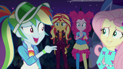 Size: 1920x1080 | Tagged: safe, screencap, fluttershy, pinkie pie, rainbow dash, sunset shimmer, better together, equestria girls, sunset's backstage pass!