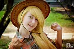 Size: 1280x853 | Tagged: safe, artist:akvalang, applejack, human, 2015, clothes, cosplay, cowboy hat, hat, irl, irl human, photo, rubronycon, russian, solo