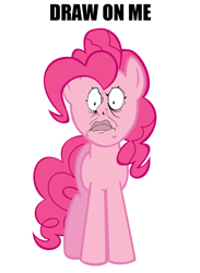 Size: 942x1288 | Tagged: safe, pinkie pie, earth pony, pony, draw on me, exploitable meme, meme, solo, steven universe, yellow diamond (steven universe)