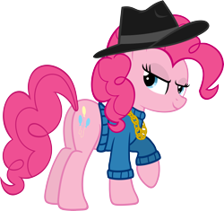 Size: 6000x5648 | Tagged: safe, artist:slb94, pinkie pie, earth pony, pony, absurd resolution, fedora, hat, looking at you, missing accessory, plot, rapper pie, solo, swag