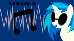 Size: 1920x1080 | Tagged: safe, artist:oobrushstrokeoo, derpibooru import, dj pon-3, vinyl scratch, pony, unicorn, cutie mark, cutie mark background, female, hooves, horn, mare, open mouth, simple, solo, sunglasses, text, vector, wallpaper