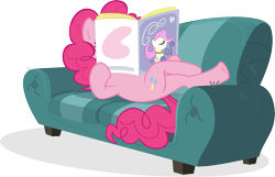 Size: 15538x10000 | Tagged: safe, artist:antoxa2584, pinkie pie, earth pony, pony, one bad apple, absurd resolution, magazine, simple background, sofa, solo, transparent background, vector
