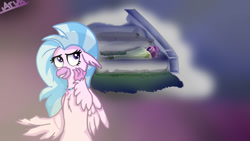 Size: 1280x720 | Tagged: safe, artist:alltheworldbronyf, silverstream, classical hippogriff, hippogriff, love, night, solo, stairs, that hippogriff sure does love stairs