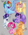 Size: 1600x2000 | Tagged: safe, artist:snowberry, derpibooru import, applejack, applejack (male), bubble berry, butterscotch, dusk shine, elusive, fluttershy, pinkie pie, rainbow blitz, rainbow dash, rarity, twilight sparkle, twilight sparkle (alicorn), alicorn, earth pony, pegasus, pony, unicorn, book, eye clipping through hair, femboy, magic, male, mane six, muscles, rule 63, telekinesis, trap, unshorn fetlocks