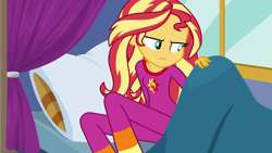 Size: 1920x1080 | Tagged: safe, screencap, sunset shimmer, better together, equestria girls, sunset's backstage pass!, clothes, pajamas, solo