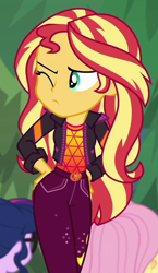 Size: 534x922 | Tagged: safe, screencap, fluttershy, sci-twi, sunset shimmer, twilight sparkle, better together, equestria girls, sunset's backstage pass!, cropped, music festival outfit