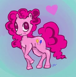 Size: 734x753 | Tagged: safe, artist:ihatebags, pinkie pie, earth pony, pony, blushing, female, mare, pink coat, pink mane, solo