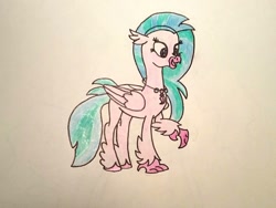 Size: 1024x768 | Tagged: safe, artist:darthflutterdash104, silverstream, classical hippogriff, hippogriff, female, smiling, solo, traditional art