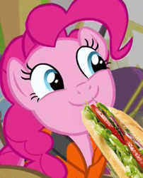 Size: 314x388 | Tagged: safe, edit, edited screencap, screencap, pinkie pie, earth pony, pony, pinkie apple pie, food, not porn, sandwich, sandwich censorship