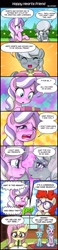 Size: 800x3460 | Tagged: safe, artist:uotapo, diamond tiara, fluttershy, ocellus, silver spoon, silverstream, twist, classical hippogriff, earth pony, hippogriff, pegasus, pony, blushing, comic, female, filly, fujoshy, glasses, hearts and hooves day, implied gallstream, implied gallus, lesbian, mare, otakushy, present, seiza, shipper on deck, shipping, silvertiara