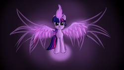 Size: 1920x1080 | Tagged: safe, artist:malamol, derpibooru import, twilight sparkle, twilight sparkle (alicorn), alicorn, pony, female, glowing horn, mare, solo, wallpaper