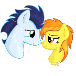 Size: 1024x1024 | Tagged: safe, artist:emberfall0507, derpibooru import, soarin', spitfire, pony, female, male, shipping, simple background, soarinfire, straight, transparent background