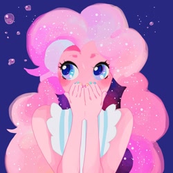 Size: 1024x1024 | Tagged: safe, artist:yam, pinkie pie, human, covering mouth, humanized, solo