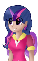 Size: 407x658 | Tagged: safe, artist:love354398, derpibooru import, twilight sparkle, twilight sparkle (alicorn), alicorn, human, clothes, coronation dress, dress, horned humanization, humanized, solo, winged humanization