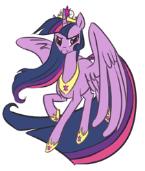 Size: 600x710 | Tagged: safe, artist:itena, derpibooru import, twilight sparkle, twilight sparkle (alicorn), alicorn, pony, big crown thingy, female, hoof shoes, jewelry, long mane, mare, older, peytral, regalia, solo, spread wings, ultimate twilight, wings