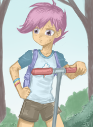Size: 800x1088 | Tagged: safe, artist:johnjoseco, scootaloo, human, colored, humanized