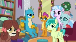 Size: 1920x1080 | Tagged: safe, screencap, gallus, ocellus, sandbar, silverstream, smolder, yona, the hearth's warming club, student six