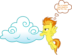 Size: 5688x4323 | Tagged: safe, artist:adog0718, derpibooru import, spitfire, absurd resolution, annoyed, cloud, flying, frown, glare, irritated, peeved, simple background, solo, spread wings, thought bubble, transparent background, vector, vulgar