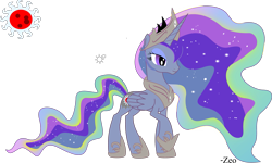 Size: 2523x1518 | Tagged: safe, artist:zeogeas, princess celestia, princess luna, oc, alicorn, pony, female, fusion, mare, simple background, solo, transparent background