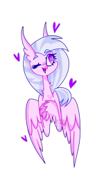 Size: 673x1200 | Tagged: safe, artist:motger-mor, silverstream, classical hippogriff, hippogriff, female, heart, one eye closed, simple background, solo, transparent background