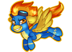 Size: 2022x1444 | Tagged: safe, artist:annakitsun3, derpibooru import, spitfire, clothes, flying, grin, simple background, smiling, solo, transparent background, wonderbolts uniform