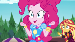 Size: 1920x1080 | Tagged: safe, screencap, pinkie pie, sunset shimmer, better together, equestria girls, sunset's backstage pass!, music festival outfit