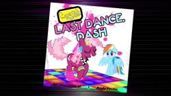 Size: 854x480 | Tagged: safe, artist:poowis, derpibooru import, cheerilee, rainbow dash, pegasus, pony, 70's fashion, album cover, andy feelin, confused, dance floor, dancing, disco, eyes closed, last dance dash