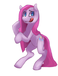 Size: 1280x1656 | Tagged: safe, artist:zigzaggin-goon, pinkie pie, earth pony, pony, looking away, pinkamena diane pie, rearing, simple background, solo, tongue out, transparent background