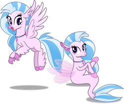 Size: 5794x4845 | Tagged: safe, artist:vector-brony, silverstream, classical hippogriff, hippogriff, seapony (g4), absurd resolution, female, quadrupedal, self paradox, self ponidox, simple background, transparent background, vector