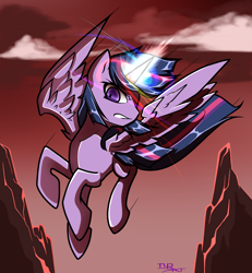 Size: 1200x1300 | Tagged: safe, artist:xonitum, derpibooru import, twilight sparkle, twilight sparkle (alicorn), alicorn, pony, female, flying, magic, mare, solo, super saiyan princess