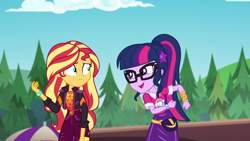 Size: 1920x1080 | Tagged: safe, screencap, sci-twi, sunset shimmer, twilight sparkle, better together, equestria girls, sunset's backstage pass!, geode of empathy, geode of telekinesis, magical geodes, music festival outfit