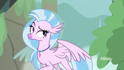 Size: 1920x1080 | Tagged: safe, screencap, silverstream, classical hippogriff, hippogriff, what lies beneath, animation error, lidded eyes, solo, waterfall