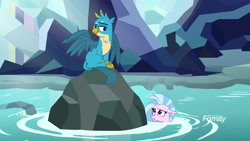 Size: 1920x1080 | Tagged: safe, screencap, gallus, silverstream, griffon, seapony (g4), what lies beneath, nightmare cave, water