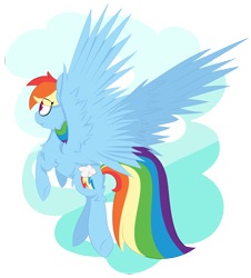 Size: 1752x1936 | Tagged: safe, artist:pointdelta, derpibooru import, rainbow dash, pegasus, pony, cloud, eye clipping through hair, flying, sky, smiling, solo