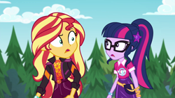 Size: 1920x1080 | Tagged: safe, screencap, sci-twi, sunset shimmer, twilight sparkle, better together, equestria girls, sunset's backstage pass!, geode of empathy, geode of telekinesis, magical geodes, music festival outfit