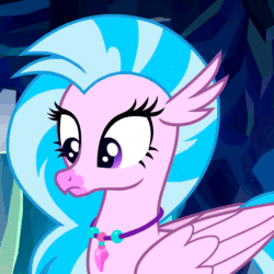 Size: 1080x1080 | Tagged: safe, screencap, silverstream, classical hippogriff, hippogriff, what lies beneath, animated, confused, cropped, cute, diastreamies, female, gif, head tilt, loop, raised eyebrow, solo