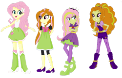 Size: 900x579 | Tagged: safe, artist:eqgsnowfrill, artist:selenaede, adagio dazzle, fluttershy, oc, oc:razzle glare, oc:serenade melody, equestria girls, rainbow rocks, base used, family, female, flutterdagio, lesbian, magical lesbian spawn, offspring, parent:adagio dazzle, parent:fluttershy, parents:flutterdagio