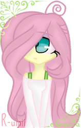 Size: 400x633 | Tagged: safe, artist:r-umii, fluttershy, equestria girls, cute, hair over one eye, humanized, shyabetes, solo